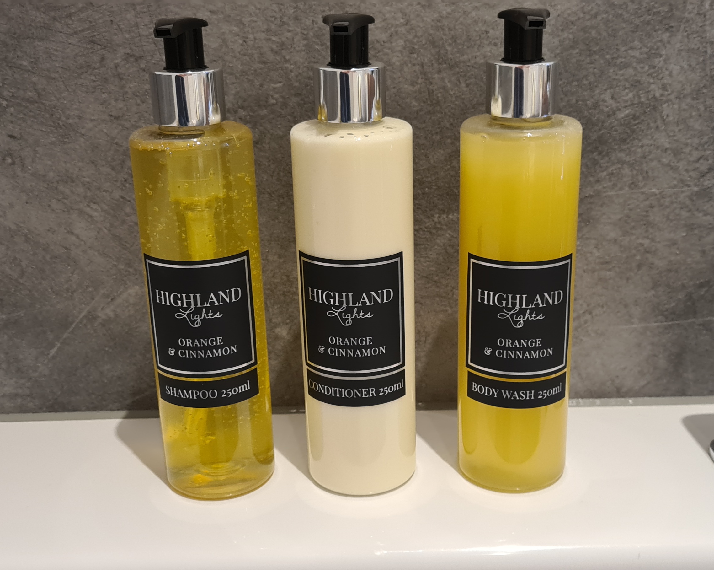 Orange & Cinnamon Body Wash, Shampoo & Conditioner Highland Lights